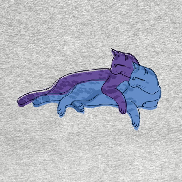 Two Hugging Cats - Blue and Purple by ursoleite